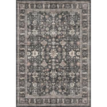 Imagem de Tapete de área de 19 x 23 cm - Tapete lavável macio de baixa pilha fina antiderrapante - Tapete vintage floral envelhecido para quarto embaixo da mesa de jantar, decoração de escritório em casa (preto