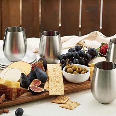 Imagem de 1 peça de taças de vinho de aço inoxidável - copos de vinho grandes de 510 g ao ar livre sem haste - Copos de metal para casa (1 peça)