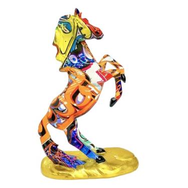 Imagem de Estatueta De Cavalo | Estatueta Decorativa De Animal Em Resina - Escultura Colorida De Cavalo Para Mesa | Para Quarto Escritório Berçário Cabeceira Prateleira Estantes Parapeitos De Janela