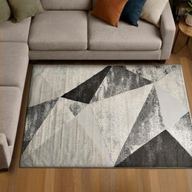 Imagem de 1 Tapete Sala Sofá Antiderrapante Grande 150X200 Js Do Cr Vr (M60 Areia Cinza - Geométrico Moderno)
