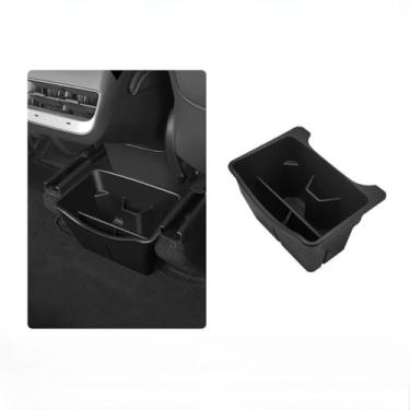 Imagem de STAMOO Organizador de console central traseiro para Tesla Model Y 25-26 2ª fileira caixa de armazenamento do banco traseiro sob o assento traseiro saída de ar médio lata de lixo