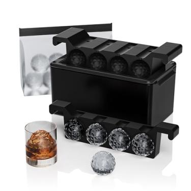 Imagem de Bangp Máquina de bola de gelo transparente premium com bolsa de armazenamento, 8 bolas de gelo cristalinas distintas de 5 cm para uísque, coquetéis e bourbon, presentes para homens