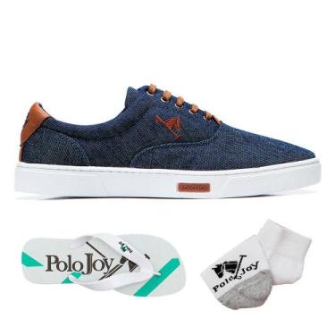 Imagem de Sapatênis Casual Lona Kit com Chinelo e Meia Confort - Polo Joy, Jeans