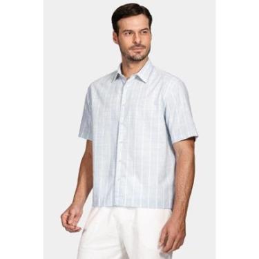 Imagem de Camisa Aramis Manga Curta Regular Ampla Flamê Listrada Azul-Masculino