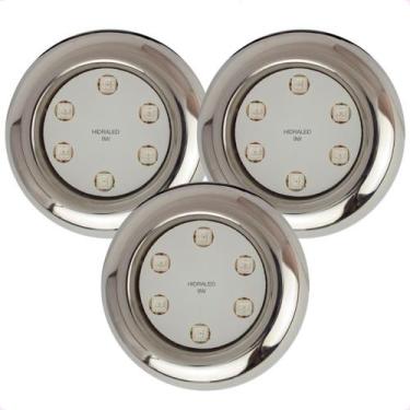 Imagem de Kit 3 Refletores Led 9w RGB Inox S para Iluminação Piscina - Hidraled