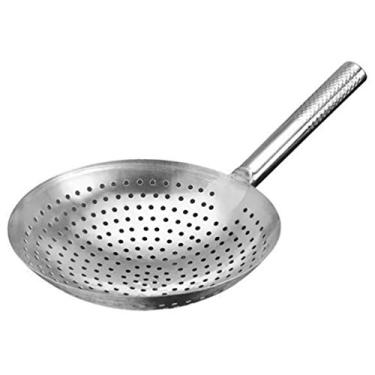 Imagem de Coador de malha de aço inoxidável, coador de cozinha, colher com fenda com alça, coador de fritar, concha de panela quente para cozinha, coar, fritar, cozinhar, coador de metal de 11 polegadas