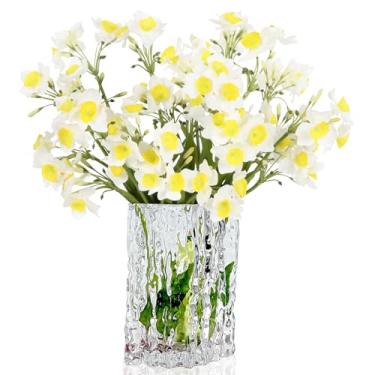 Imagem de Libeking Narcisos Artificiais Flores Brancas 6 Pacotes de Flores de Seda Primavera Narciso para Decoração de Casa 40 cm Flores de Páscoa Brancas para Decoração de Primavera para Casa (Branco)