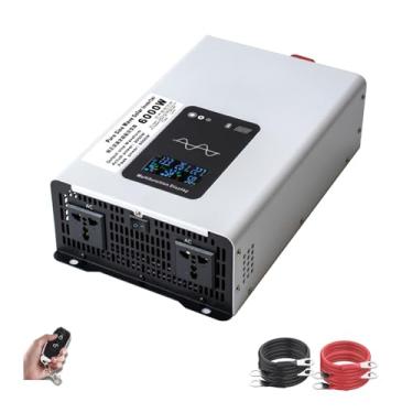 Imagem de Inversor de onda senoidal pura de 6000 W, CC 12 V/24 V/48 V/60 V/72 V para CA 120 V/240 V, inversor de energia solar de baixa frequência com controle remoto,48V to 220V