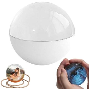 Imagem de HGTRH Bola de cristal 3D, porta-retrato digital WiFi 3D Crystal Photo Memory Orb Video Bauble Memory Orb Ball Memory Orb Video 3D Photo Crystal White WiFi Version