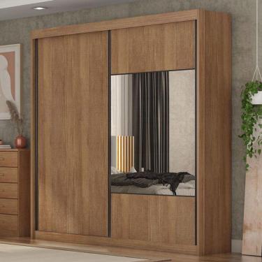 Imagem de Guarda Roupa Casal Ambiente Sienna 2 Portas 4 Gavetas Cumaru 23 Com Espelho - Novo Horizonte