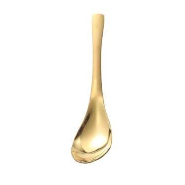 Imagem de Colher coreana, colheres de mesa de aço inoxidável, colher de sopa de arroz de 15 cm, cabo curto, para cozinha, restaurante (dourado)