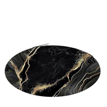 Imagem de Tapete redondo com padrão de mármore, tapete de engatinhar, decoração de casa, tapetes de tamanho grande para sala de estar, quarto, banheiro (amarelo claro, 80 x 80 cm)