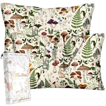 Imagem de Miss Adola Capas de almofada de seda pacote com 2 - Queen Size 50 x 76 cm fronha de seda amoreira para cabelo e pele macia fofa estética cama fronha de dormir com zíper para mulheres, cogumelo coelho