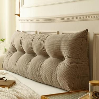 Imagem de BAHULA Almofada triangular de cabeceira de cunha, almofada de leitura grande para descanso de cama, suporte de posicionamento do encosto, almofada de reforço com capa removível, cáqui, 180 x 50 x 20