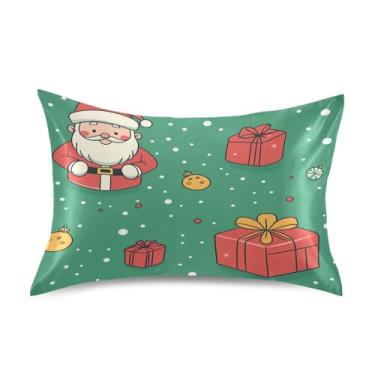 Imagem de Wassud Fronha de cetim de Natal para cabelo e pele fronhas de seda macia Queen Size respiráveis com fecho de envelope