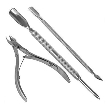 Imagem de Empurrador de Cutícula Cutter Aço Inoxidável Removedor Ferramenta Pedicure para Unhas Mãos e Pés - Design -derrapante Pr