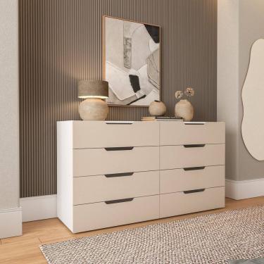 Imagem de Cômoda para Quarto 8 Gavetas Madrid Creme/Branco