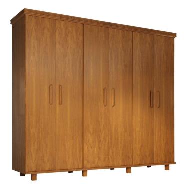 Imagem de Guarda-roupa 6 Portas 100% Madeira Ibiza Mogno Mel