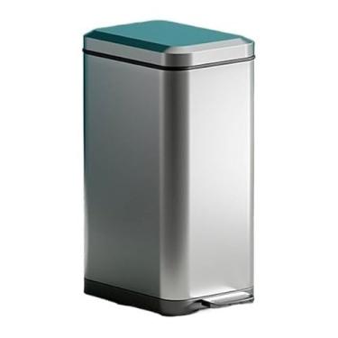 Imagem de Lixeira fina de 7/9/13/15/16/18/20 litros com balde e alça de forro removível, aço inoxidável escovado, fechamento suave, lixeira de cozinha com pedal (prata escovada, 13L)