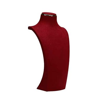 Imagem de Suporte de exibição de joias vermelho colar de busto de joia corrente suporte de busto rack de torre colares de exibição colar manequim para casa quarto organizador de joias (pequeno)