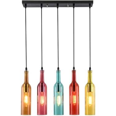 Imagem de Luminária pendente em formato de garrafa de vinho | Luminária de teto suspensa estilo industrial vintage | Luminária suspensa para bar em loft | Lustre retrô de decoração para interiores, id
