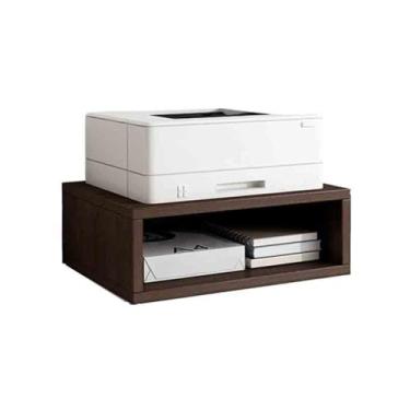Imagem de KEG801302 Suporte de impressora de camada dupla para escritório, multifuncional, pode colocar papel A4 pequeno para mesa de impressora de escritório (marrom)