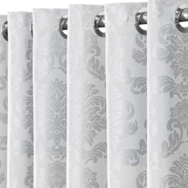 Imagem de Cortina Jacquard 2.70m x 2.30m (Esticada) - Para Sala e Quarto, Estilosa e Funcional para Ambientes Domésticos com Privacidade (Branca)