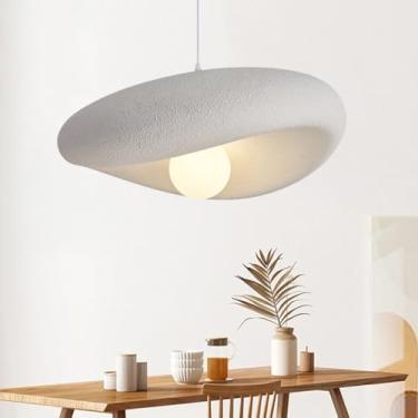 Imagem de Luminária pendente moderna Wabi-Sabi, luminária pendente criativa de poliestireno E27, luminária de mesa de jantar com altura ajustável, estilo nórdico para quarto, sala de estar, sala de ja