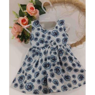 Imagem de Vestido Curto Luxo Menina Bebê Estampado Floral Azul  - AG Baby, P ( 2