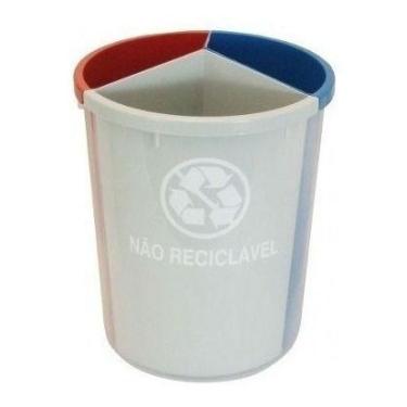 Imagem de Lixeira Mix Com 3 Divisões Inox Para Coleta Seletiva Mix3 (AZUL, CINZA