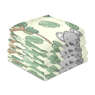 Imagem de Wassud Toalhas de cozinha cinza coala panos de prato de cozinha pacote com 6 panos de prato macios com laço para pendurar toalha de mão de secagem rápida super absorvente toalhas de chá de mesa