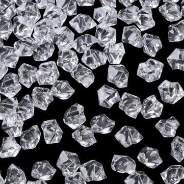 Imagem de YATOJUZI 165 peças de cubos de gelo falsos acrílico transparente pedras preciosas enchimento de vaso pedras falsas diamantes de plástico cristais para mesa de centro de mesa de casamento DIY display