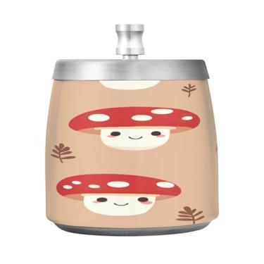 Imagem de STAYTOP Cinzeiro fofo de cogumelos com tampa, aço inoxidável à prova de vento, sem fumaça, cinzeiro grande para uso ao ar livre para decoração de escritório em casa