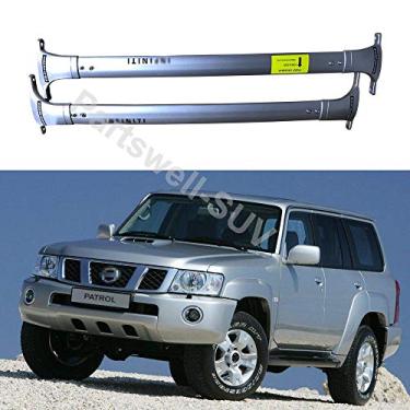 Imagem de YiXi-Partswell 2 peças de rack de teto barras transversais bagageiro de alumínio adequado para Nissan Patrol Y62 2010-2020 - prata