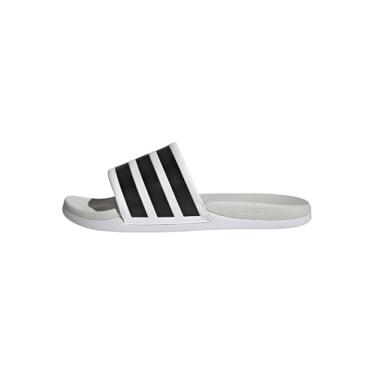 Imagem de adidas Sandália Adilette Comfort 2.0 unissex para adultos, Branco/preto/branco cristal., 13 Women/12 Men