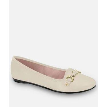 Imagem de Sapatilha Feminina Bico Redondo Moleca Off White-18087, Off white, 36