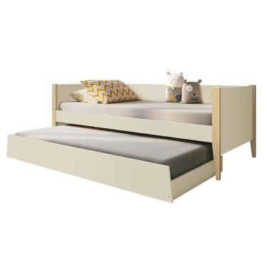 Imagem de Bicama Solteiro Noah Areia com Pés Madeira Natural - Reller