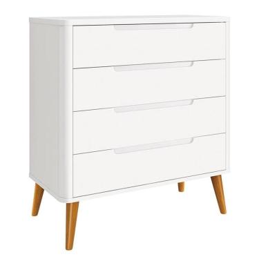 Imagem de Cômoda Gaveteiro Infantil Retrô Boom Branco com Pés Amadeirado - Reller