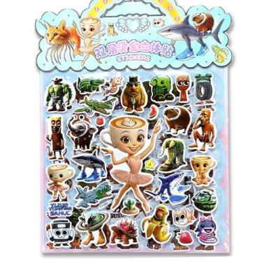 Imagem de Adesivo com tema animal de desenho animado, adesivos 3D Brainrot, cappuccina bailarina, 2 peças de adesivos autoadesivos para scrapbooking, diário, cadernos, agendas, capas de telefone