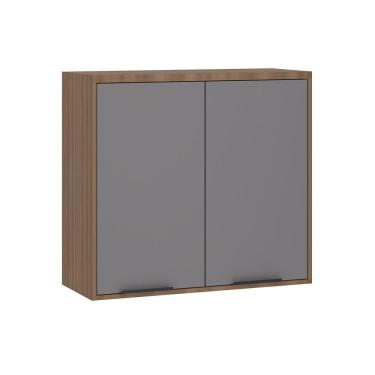 Imagem de Armário Aéreo De Cozinha 80cm 2 Portas Aspen Luciane Móveis Vanilla Com Cinza Puro