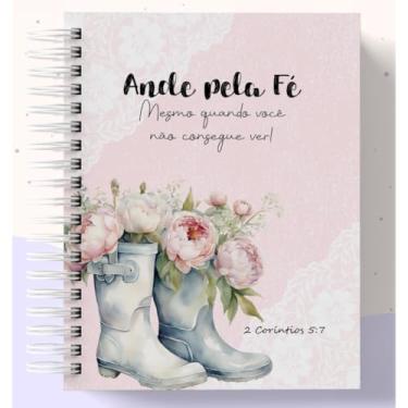 Imagem de Caderno A5 capa dura com versículos coleção Palavras de Esperança, caderneta para anotações, caderno de anotações pautado ou sem pauta para estudo, organização e uso diário (ANDE PELA FÉ,150 PÁGINAS)