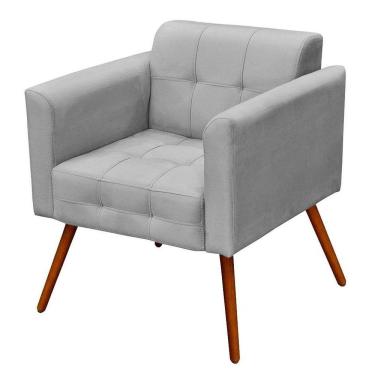 Imagem de Poltrona Pés Palito Ana Suede Cinza