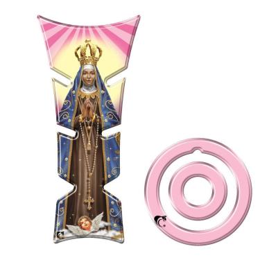 Imagem de Kit Protetor De Tanque E Bocal Moto Yamaha Nossa Senhora + 2017 Cor Rosa