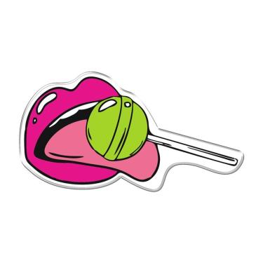 Imagem de Adesivo Decorativo Em Relevo Fácil Aplicação Boca Pirulito Cor Branco