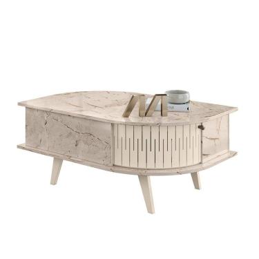 Imagem de Mesa De Centro Retrô Indianápolis - 7 Decor Calacata E Off White