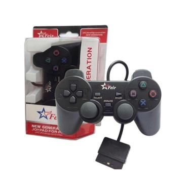 Imagem de Kit 2 Controle Joystick Game PS1 PS2 Play 2 Com Fio Vibração