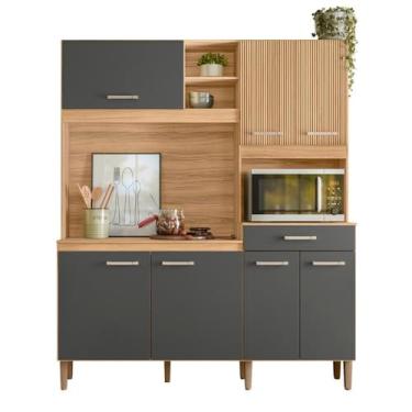 Imagem de Armario Cozinha 7 Portas e 1 Gaveta Yara Freijo/chumbo/ripado