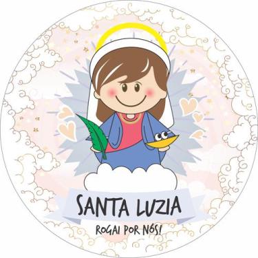 Imagem de Painel de Tecido Sublimado Redondo Santinhos Católicos Santa Luzia c/ 
