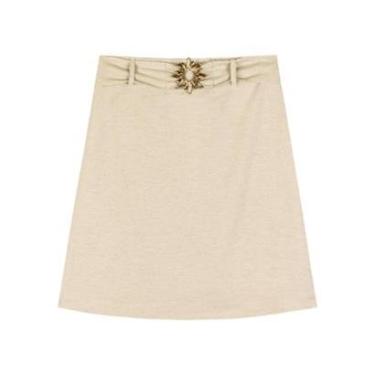 Imagem de Saia Curta De Cintura Alta Com Zíper E Cinto-Feminino