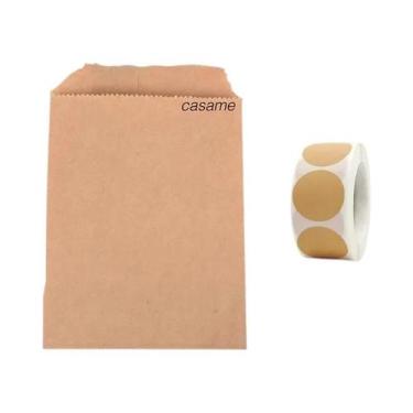 Imagem de Sacos De Papel Kraft Marrom 25un Com Bolinhas Brancas Para Embalagem D